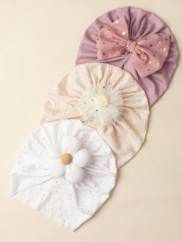 Lot de 03 bonnets à nœud