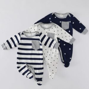 03 grenouillères à pieds imprimé étoiles