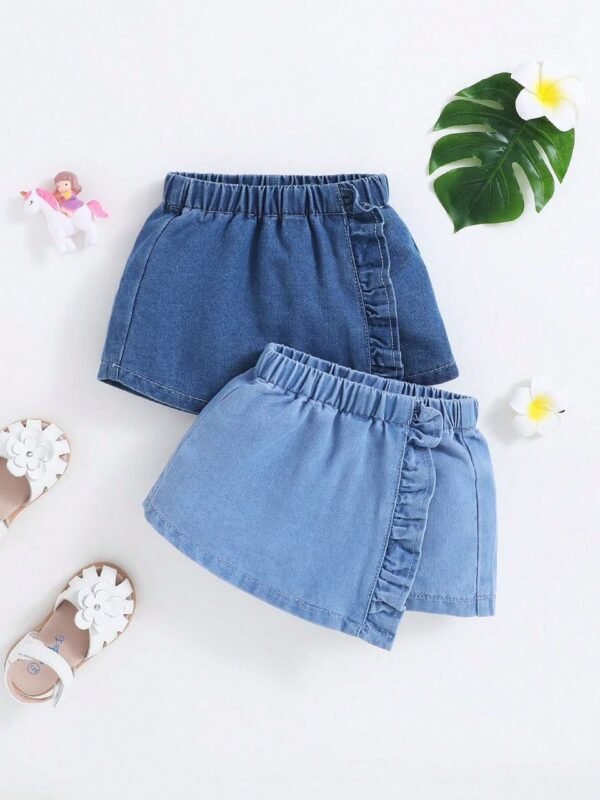 Jupe short en jean avec volants