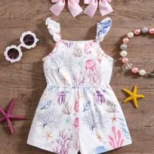 Combinaison à volants à imprimé animal pour bébé