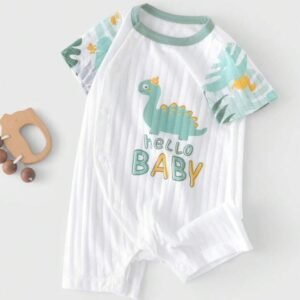 salopette d'été légère imprimée à manches courtes avec dos en tricot