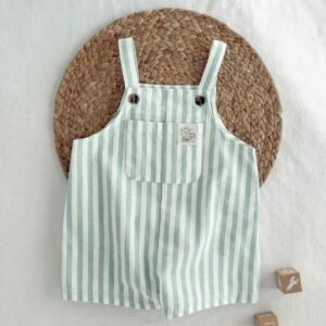 Salopette short blanc vert bébé 