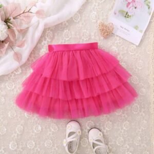 Jupe ceinturée à ourlet superposé en tulle