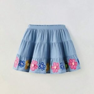 Jupe courte ample et décontractée à motif floral 3D