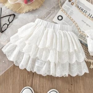 Jupe décontractée à volants brodée à volants