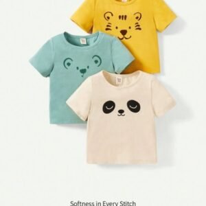 Lot de 03 T-shirt à manches courtes et col rond