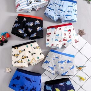 Lot de 08 boxers confortables à imprimé animal et voiture